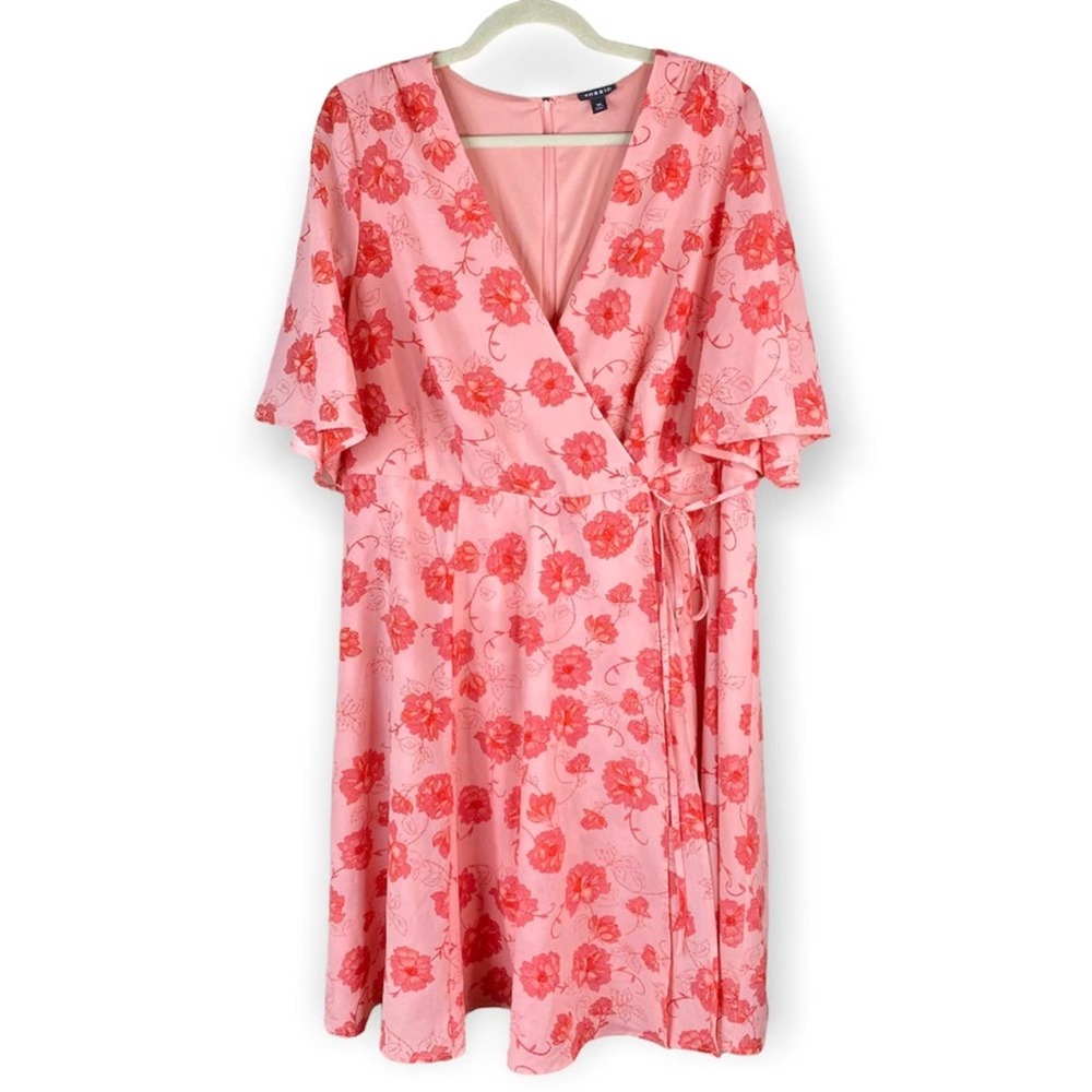 Torrid Floral Mini Dress Size 16 Peach Color Like New